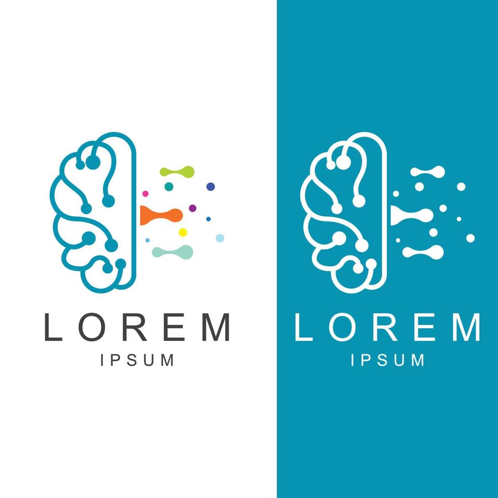 Brain logo. Brain logo with combination of technology and brain part nerve cells, with design concept vector illustration template.