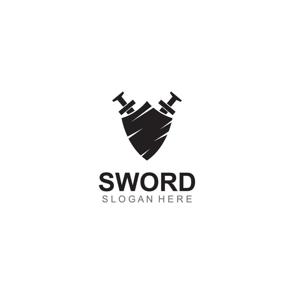 Sword, shield and king's sword logo. Logo design vector illustration template.