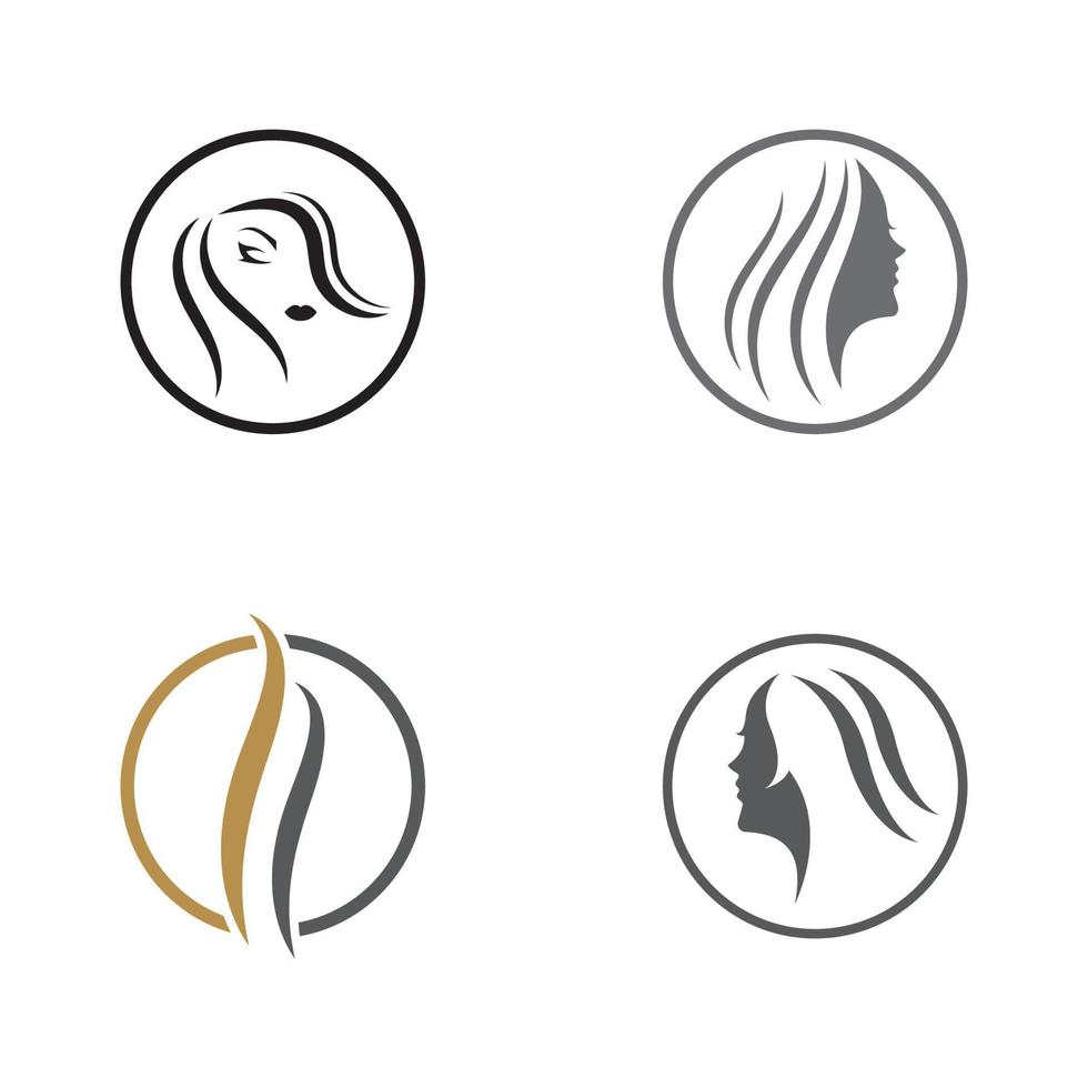 beautiful hairstyles and waves hair icon vector design template