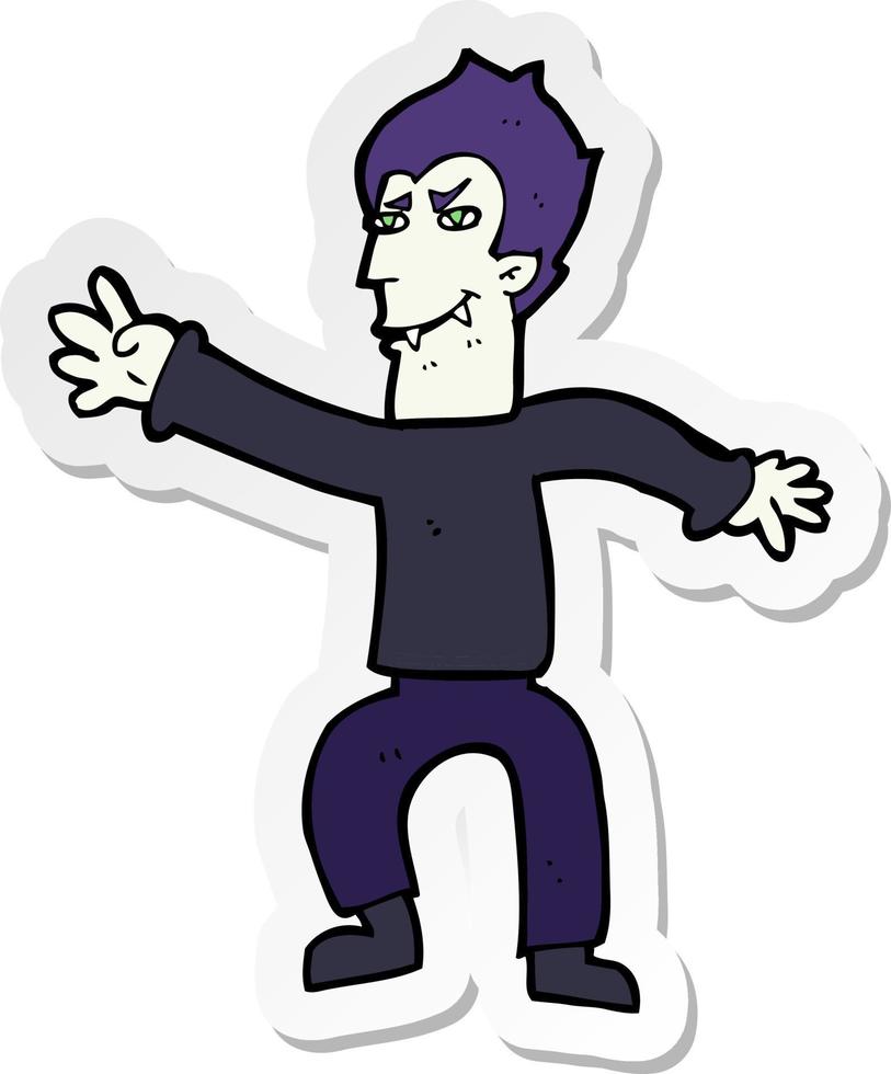 sticker of a cartoon vampire man vector