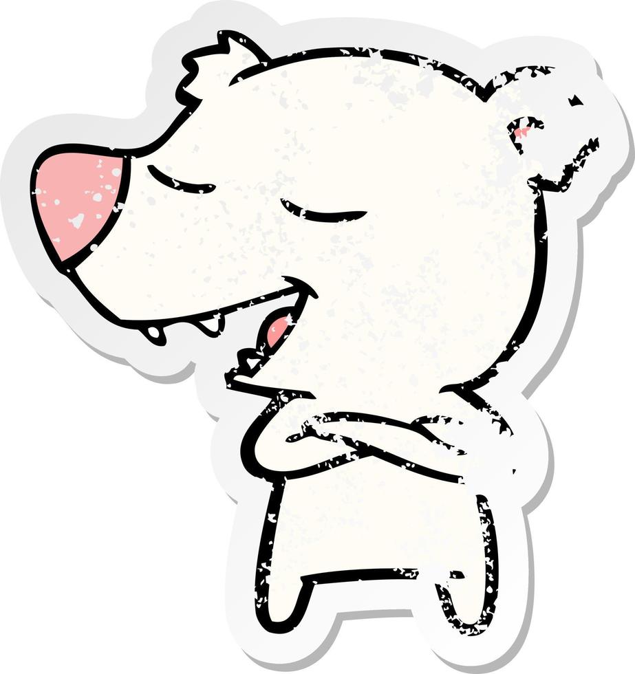 distressed sticker of a cartoon polar bear vector