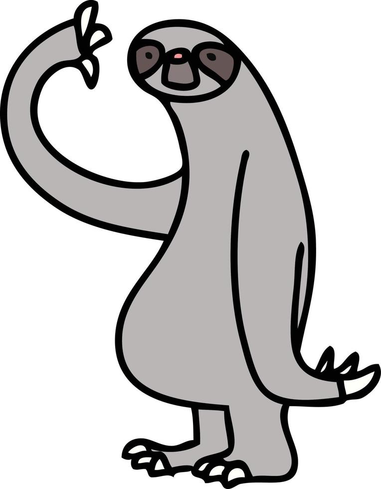 quirky hand drawn cartoon sloth vector
