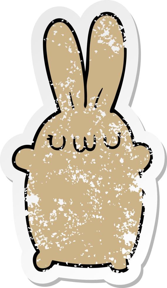 distressed sticker of a cartoon rabbit vector