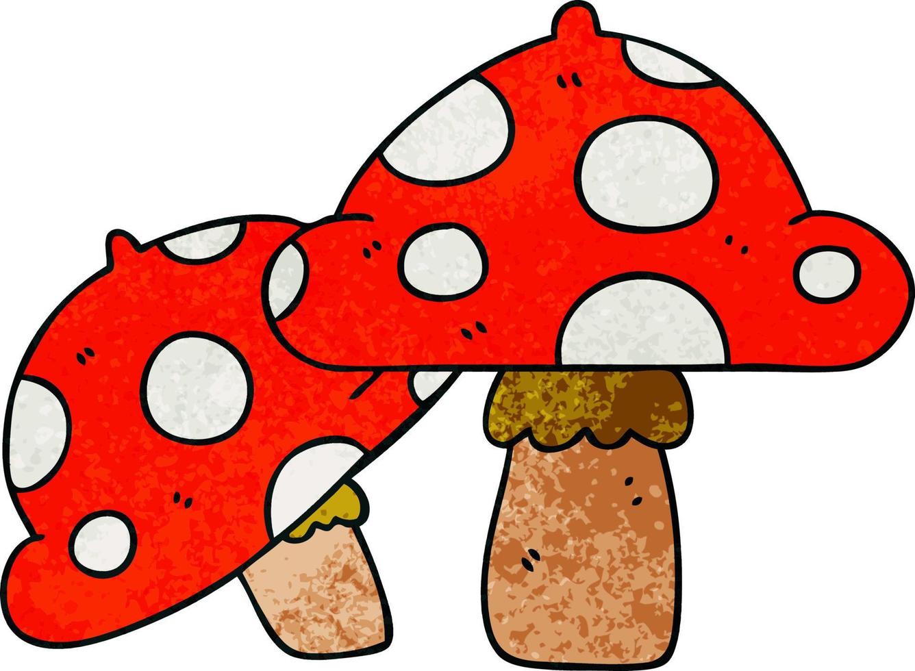 quirky hand drawn cartoon toadstools vector