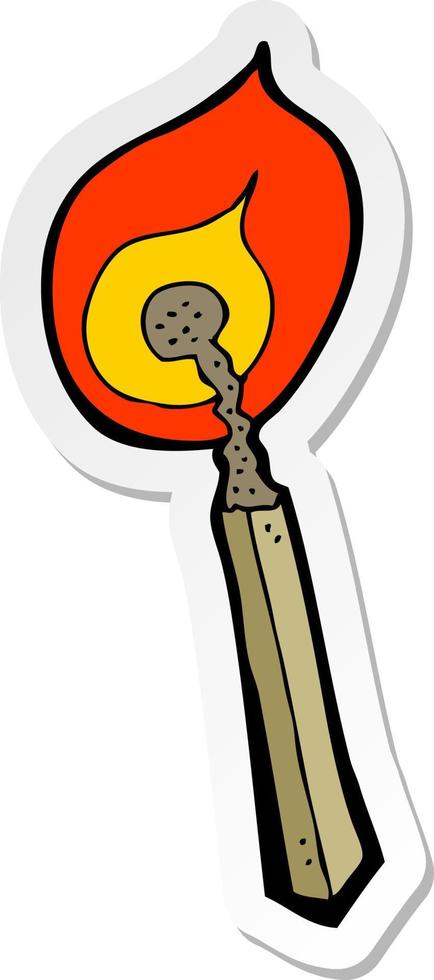 sticker of a cartoon burning match vector