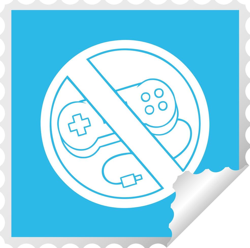 square peeling sticker cartoon no gaming allowed sign vector