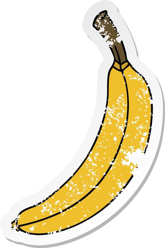 distressed sticker of a quirky hand drawn cartoon banana vector