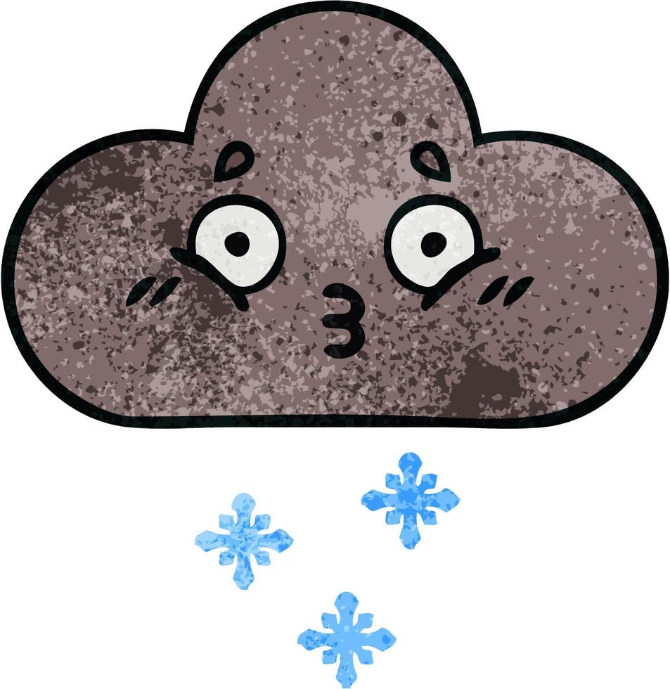 retro grunge texture cartoon storm snow cloud vector