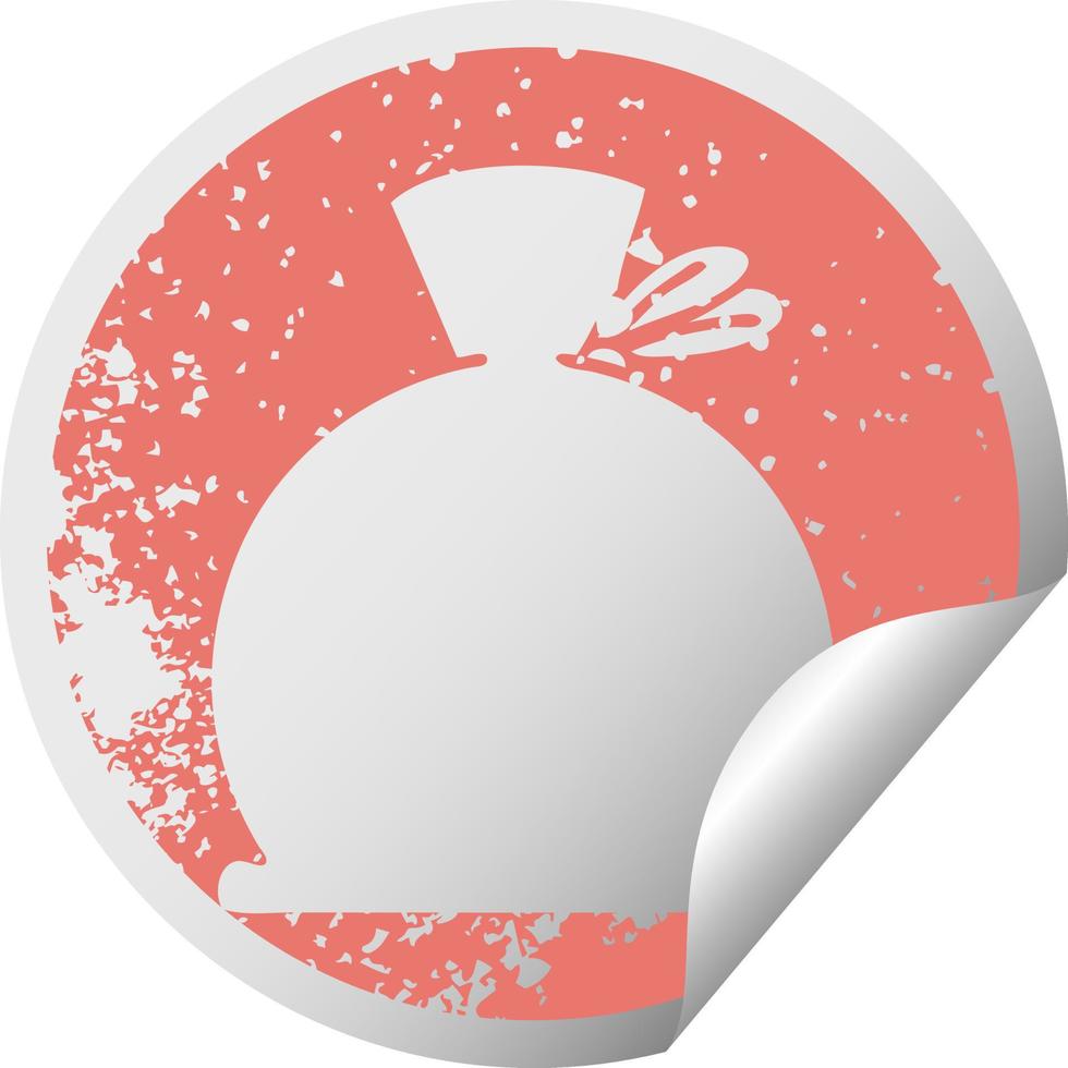 distressed circular peeling sticker symbol bag vector