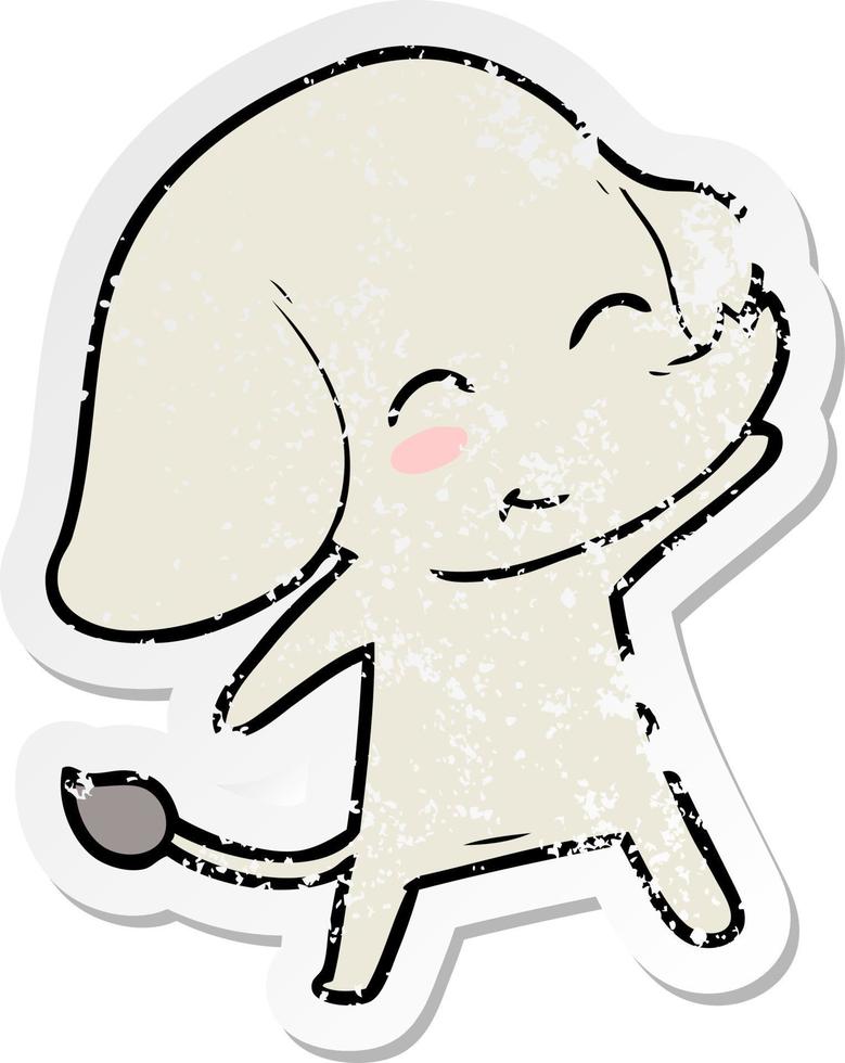 distressed sticker of a cute cartoon elephant vector