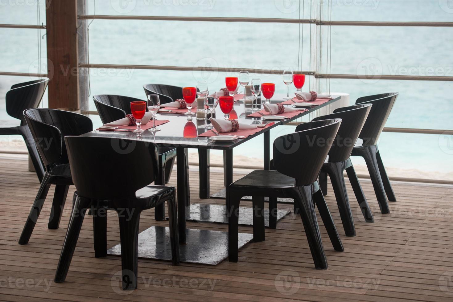 table setting at restaurant photo