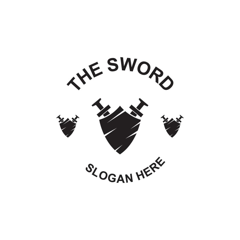Sword, shield and king's sword logo. Logo design vector illustration template.