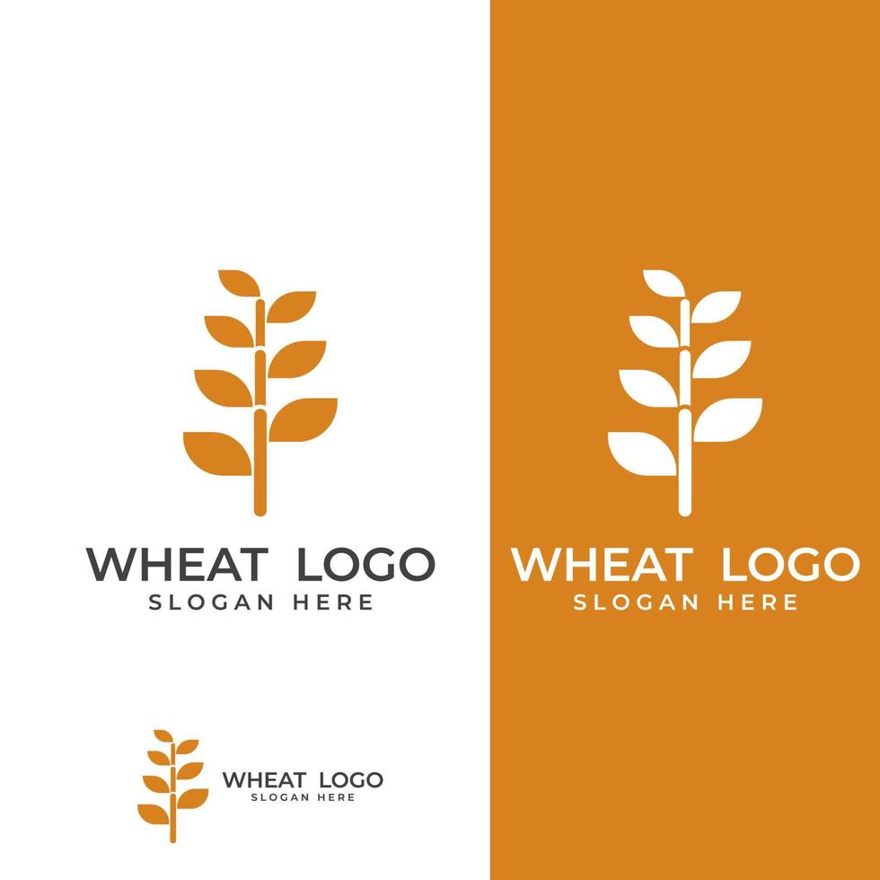 logotipo de trigo o cereal, campo de trigo y logotipo de granja de trigo. Con ilustraciones de edición fáciles y sencillas. vector