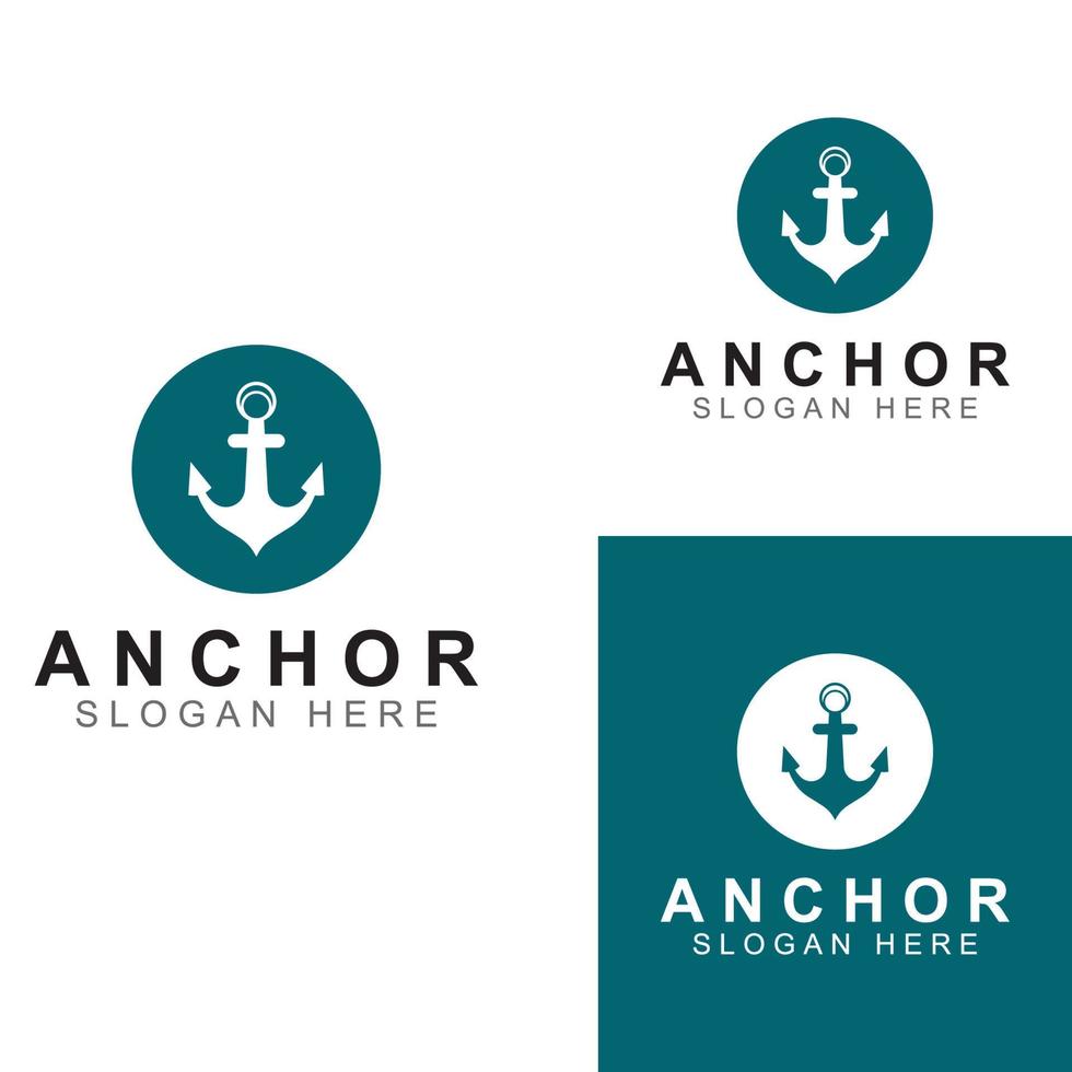 Logo and anchor symbol design vector illustration template.