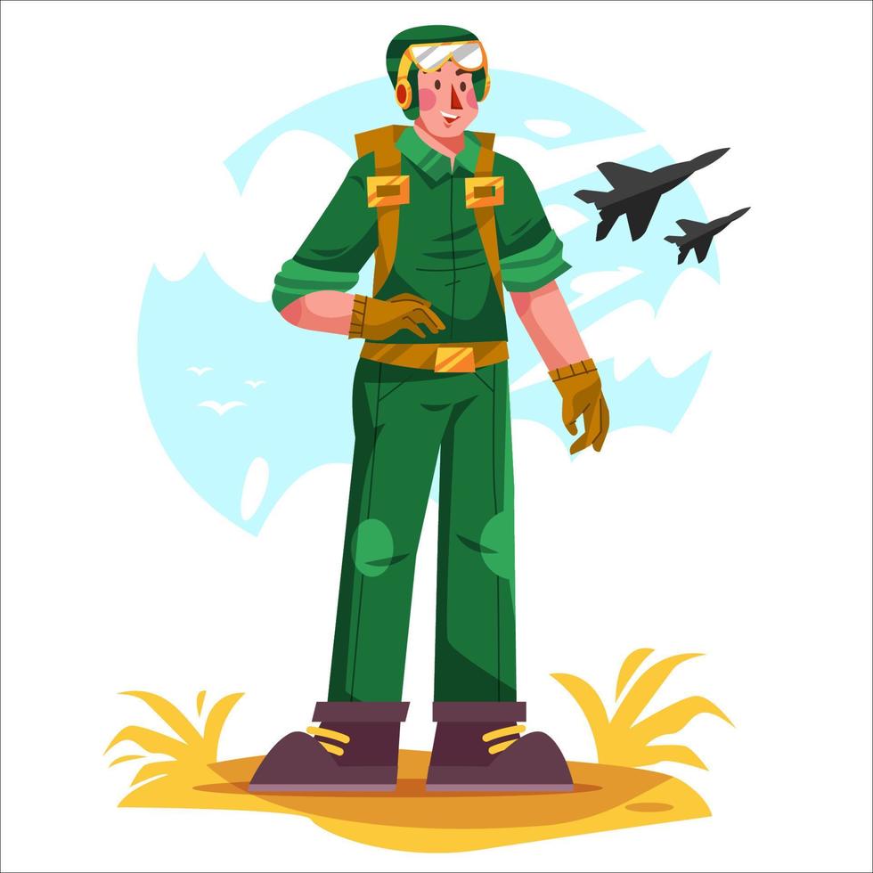 personaje piloto de avión de combate vector