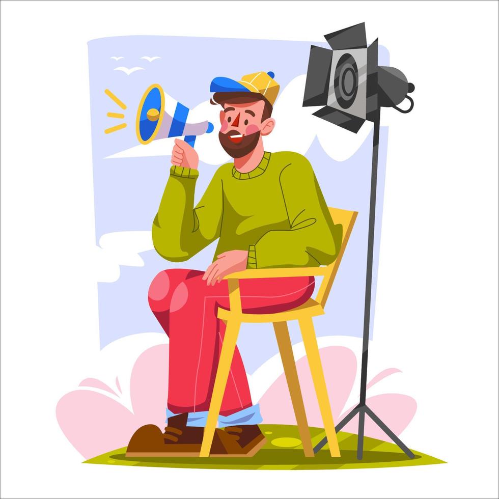 personaje de director de cine en el trabajo vector