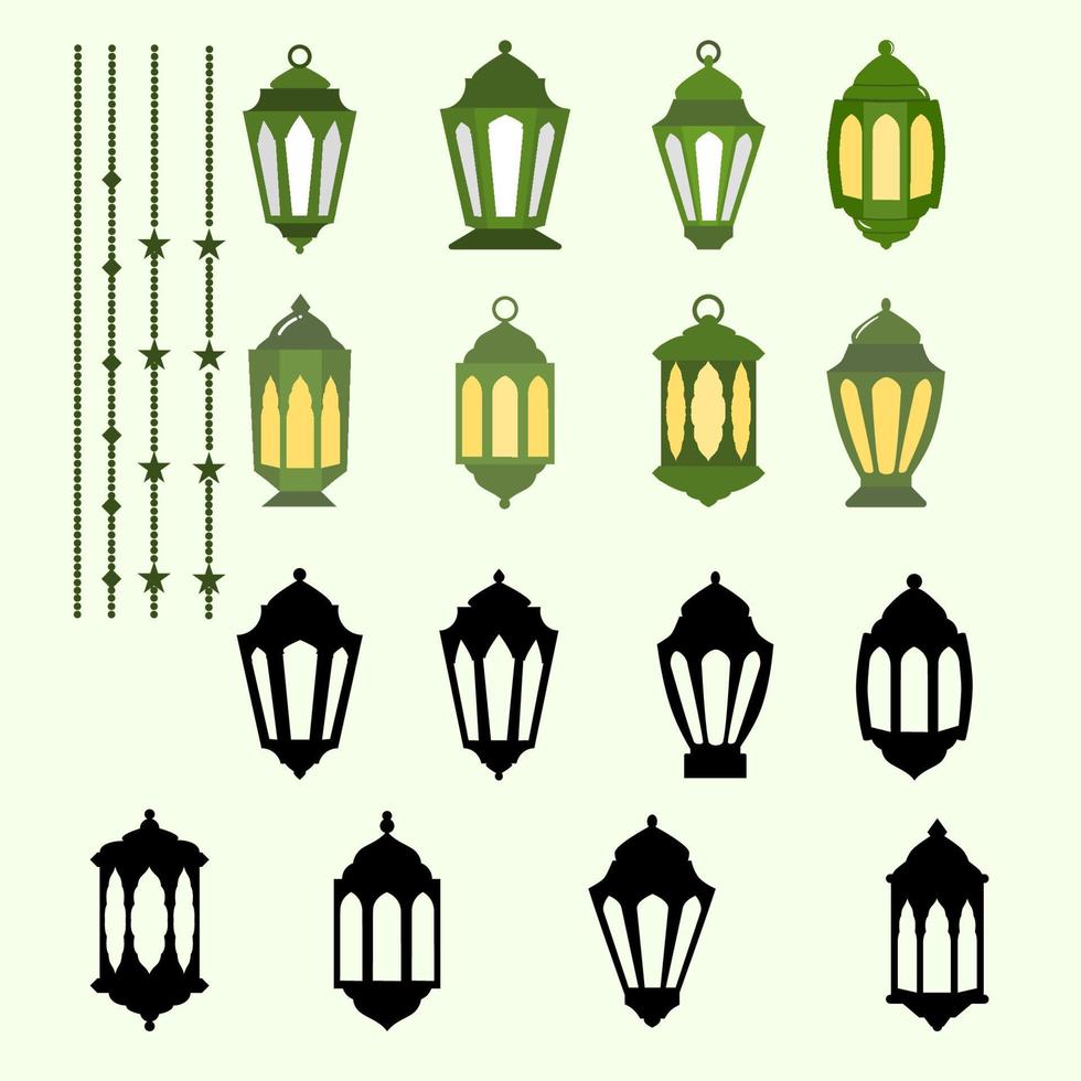 Set of islamic lantern vector