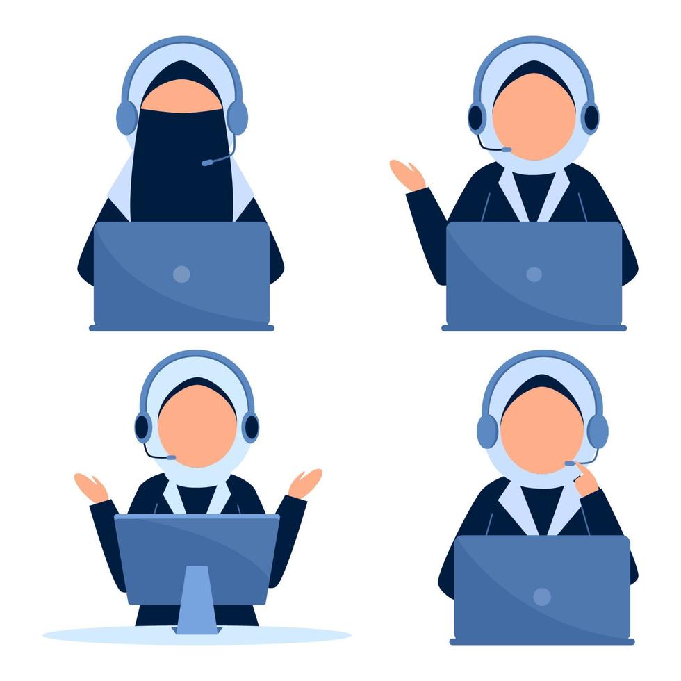 Set of muslim customer service vector