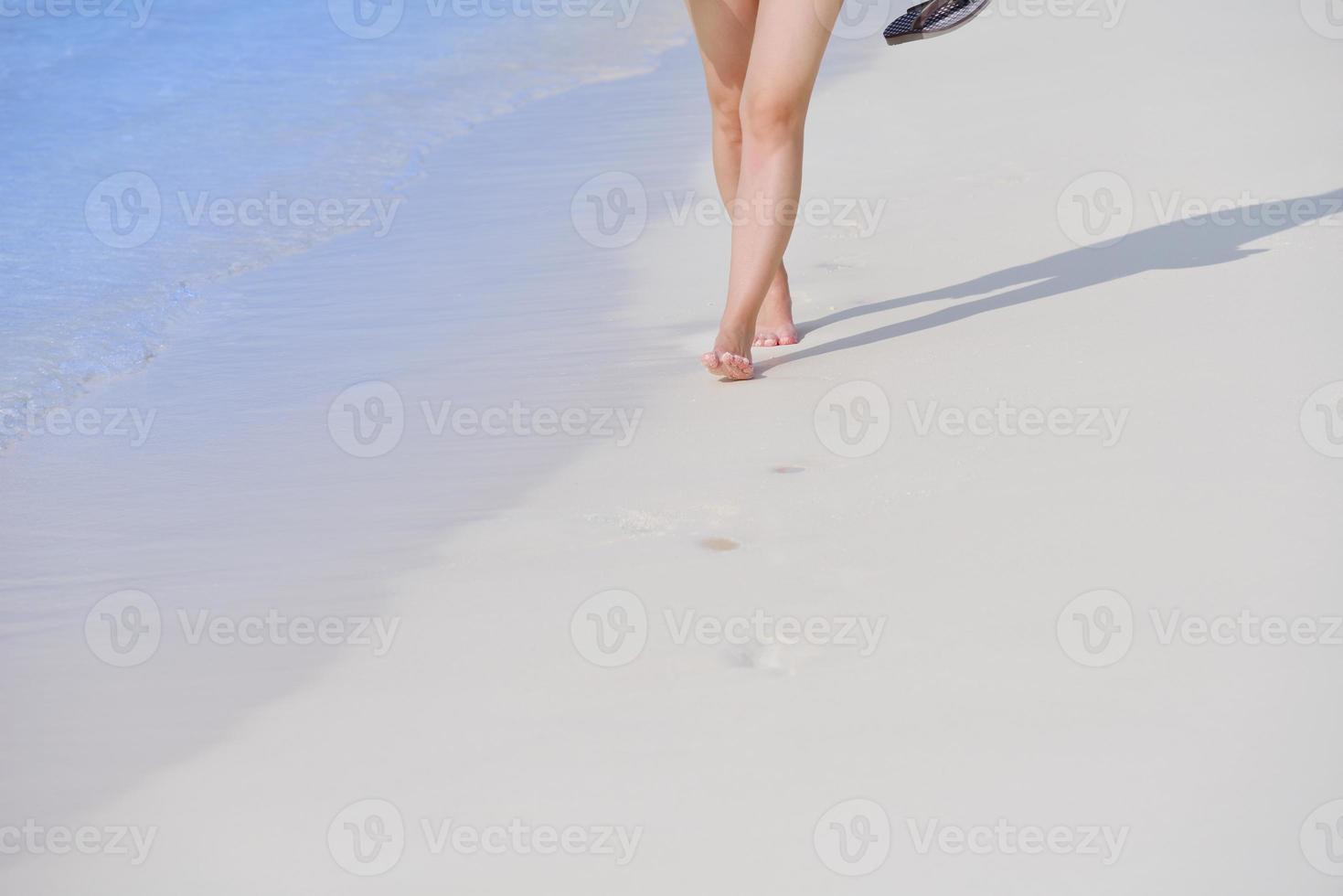 beautiful gril on beach have fun photo