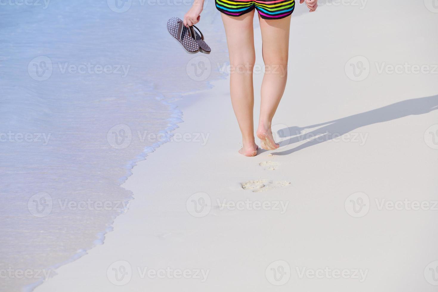 beautiful gril on beach have fun photo