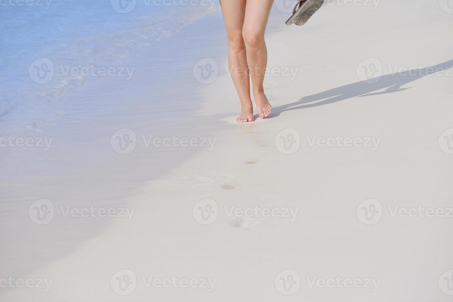 beautiful gril on beach have fun photo