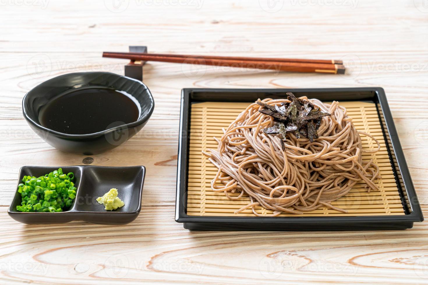 cold buckwheat soba noodles or zaru ramen photo