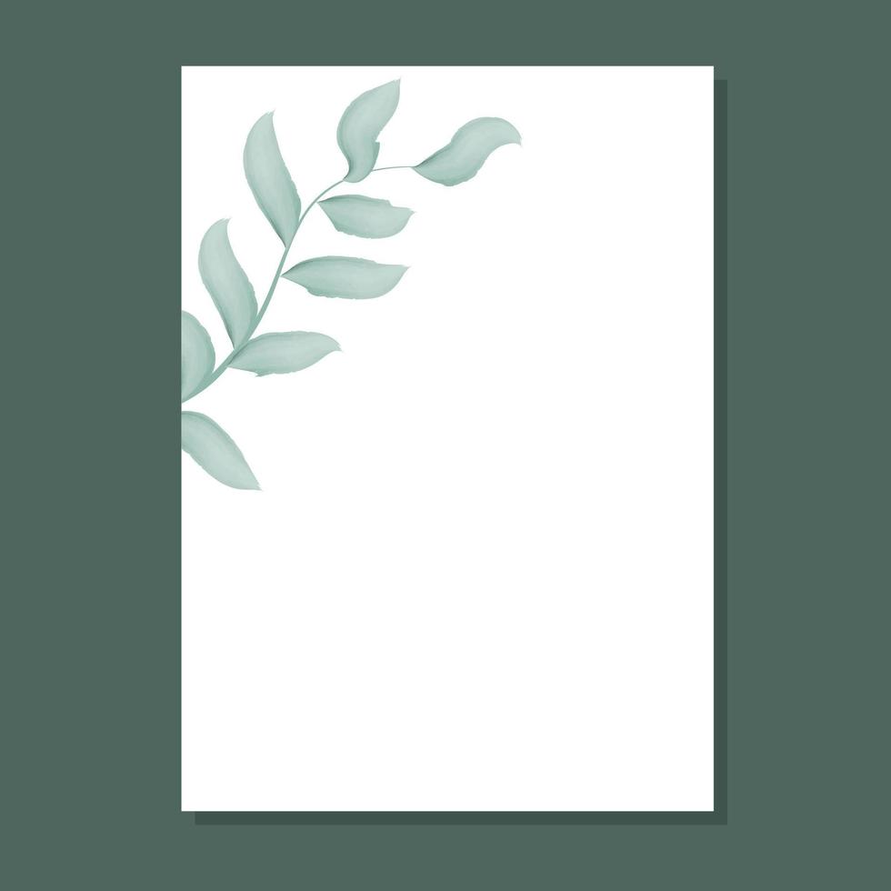 Rectangular frame with watercolor leafy branch vector illustration