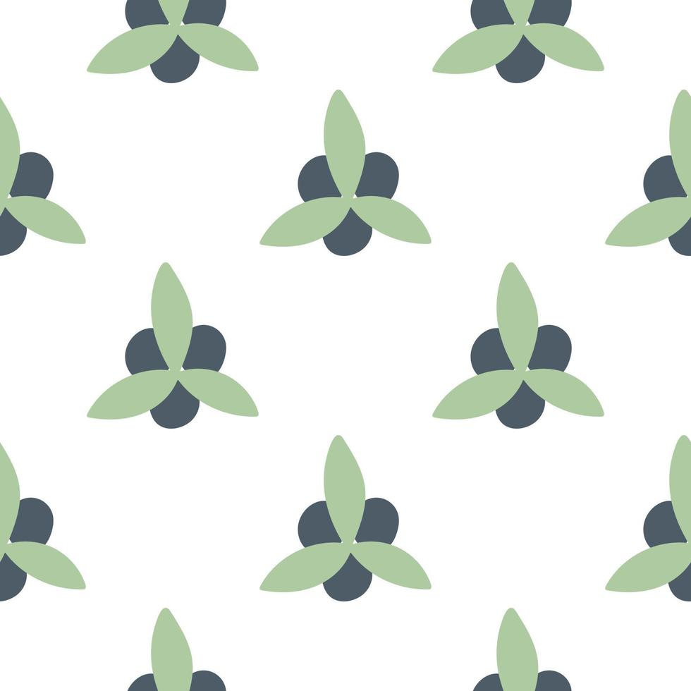 Blueberry with leaves simple seamless pattern vector