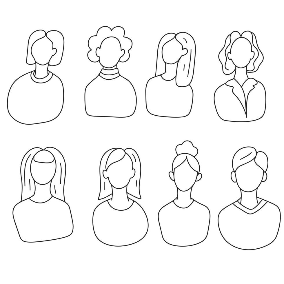 Doodle set of woman vector illustration