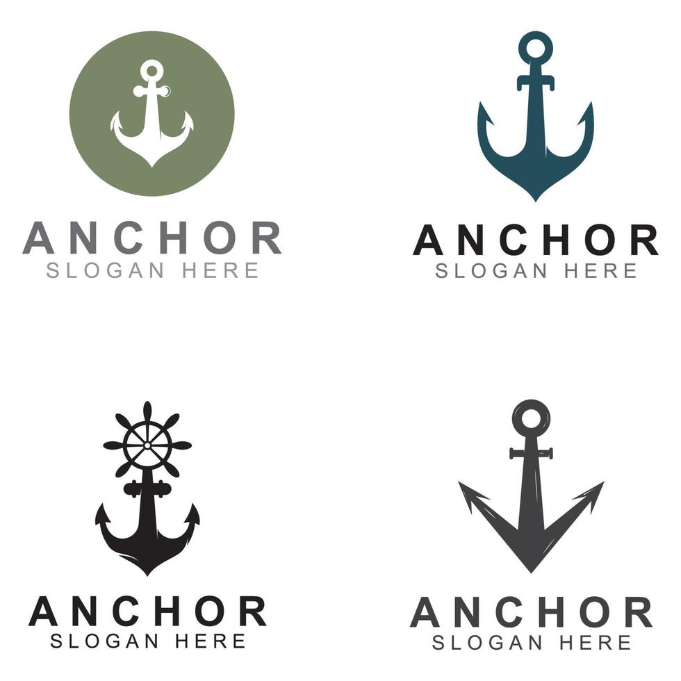 Logo and anchor symbol design vector illustration template.