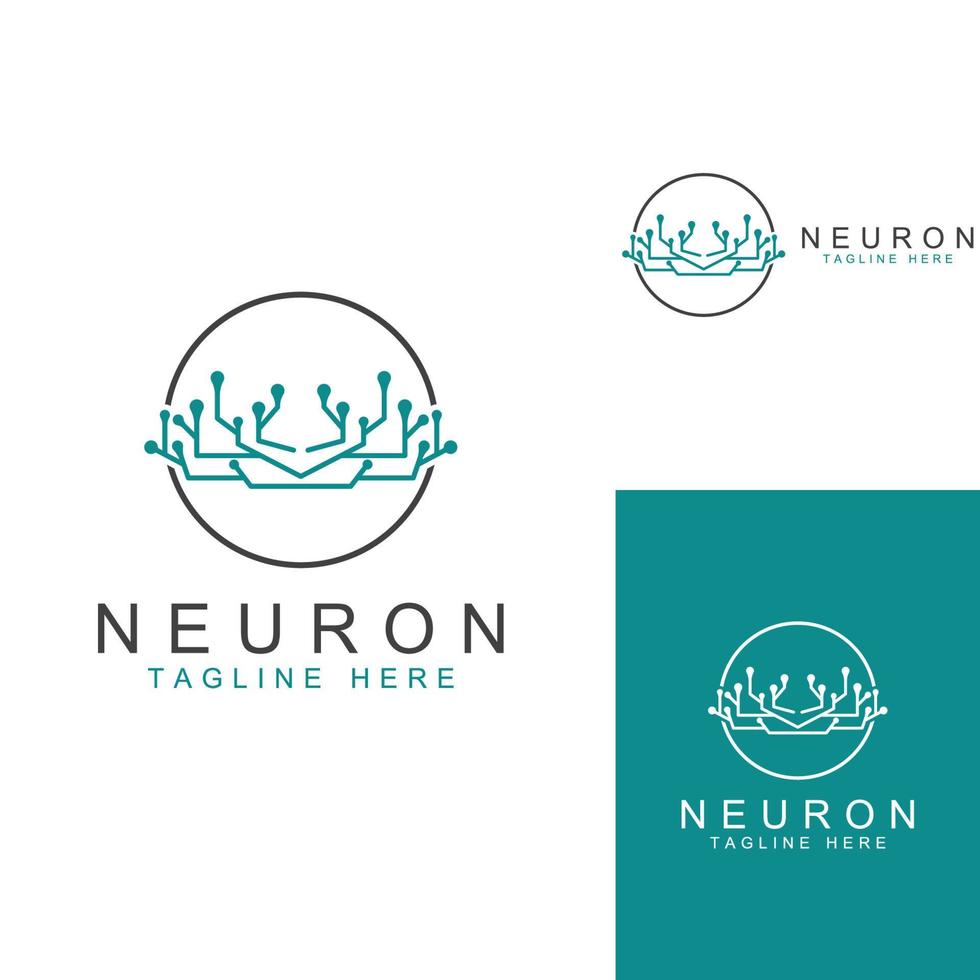 logotipo de neurona o logotipo de célula nerviosa con plantilla de ilustración de vector de concepto.