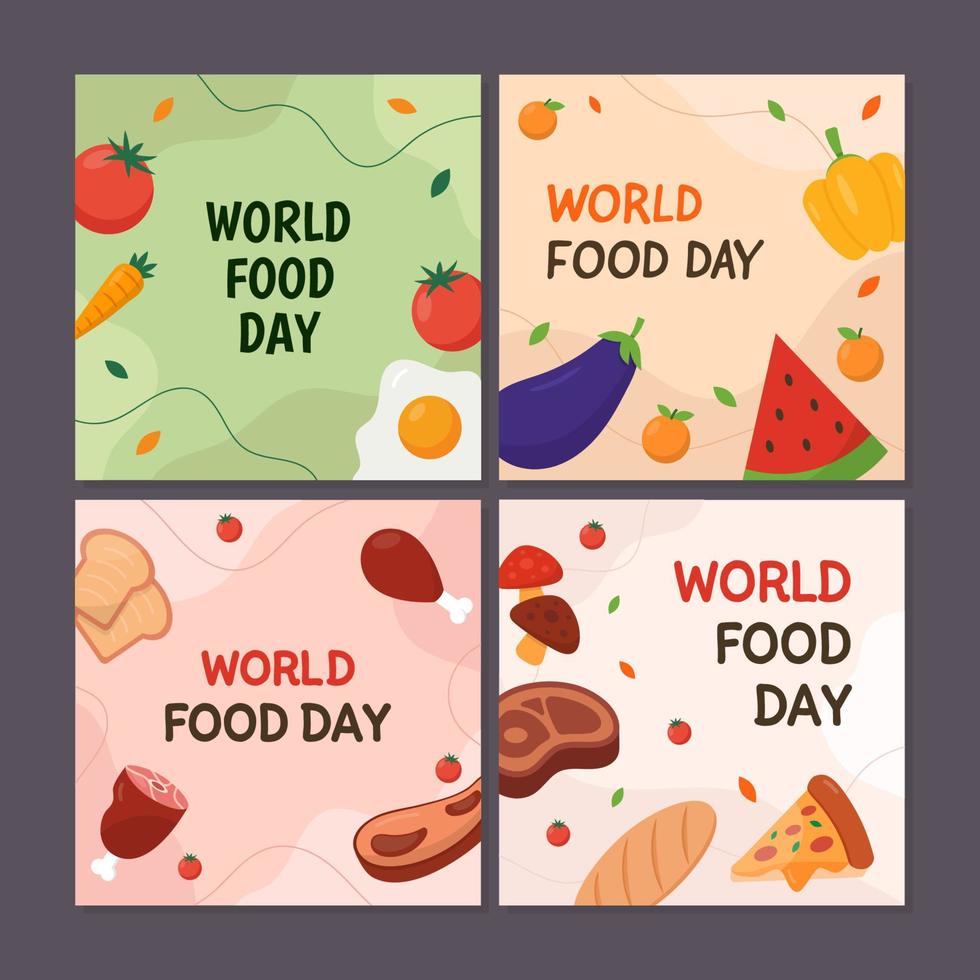 World Food Day Celebration Social Media Template for Post or Feed vector