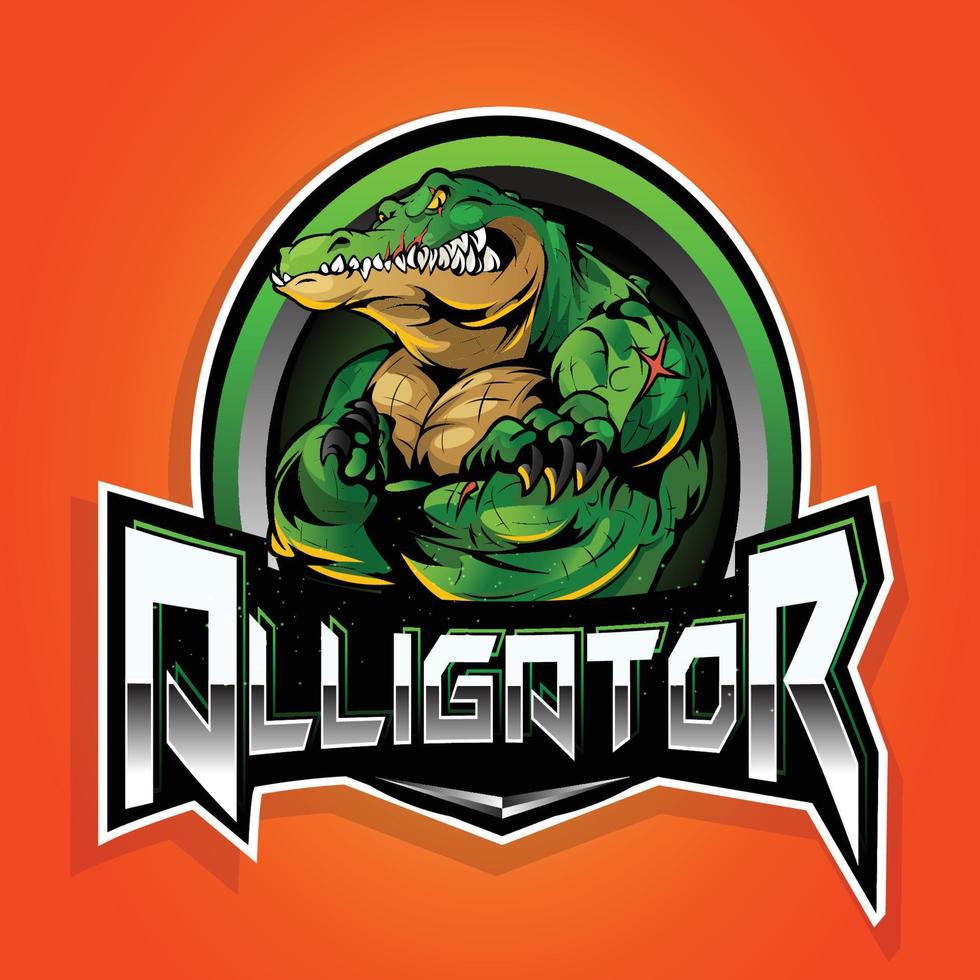 Alligator esport gaming mascot logo design vector