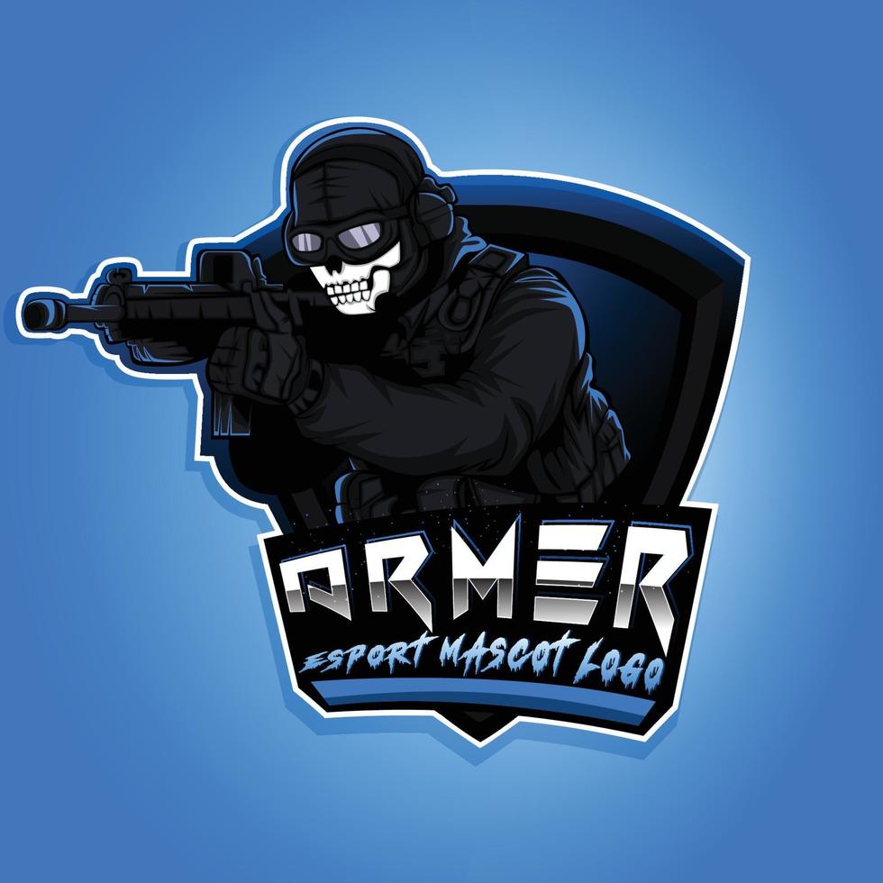 Soldier mascot logo for esport and sport vector