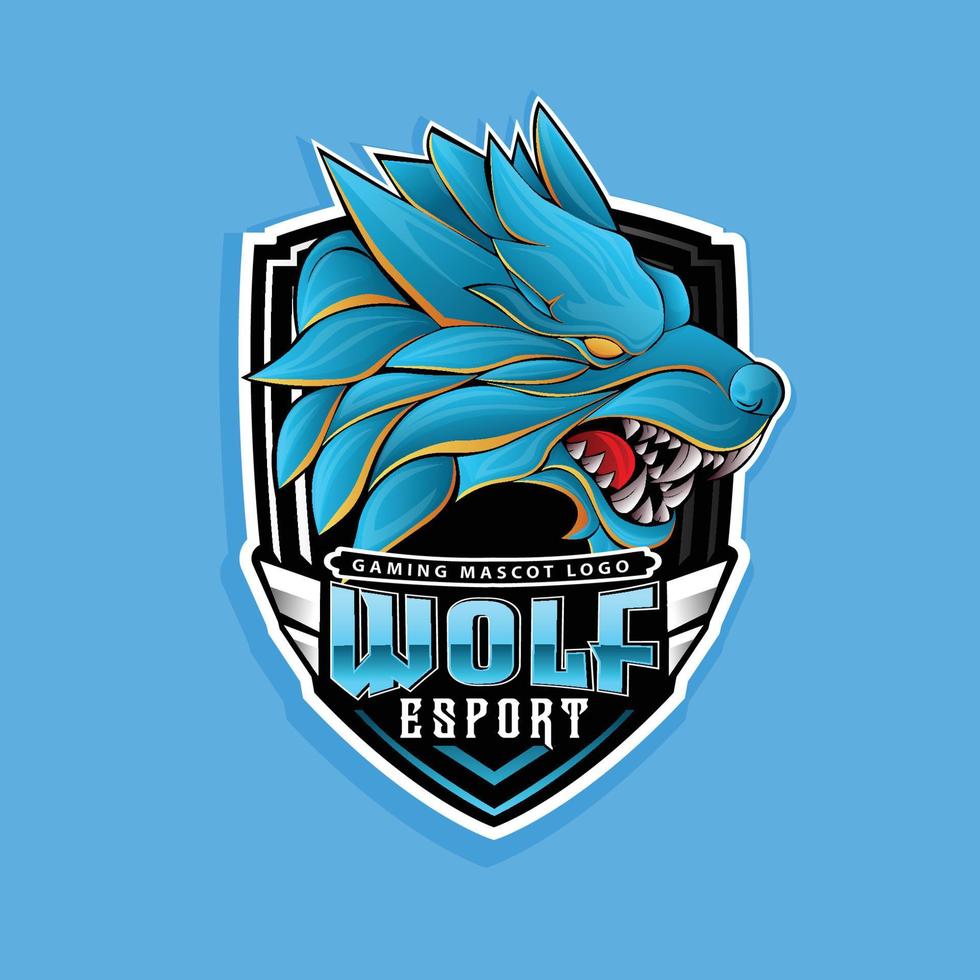 Wolf esport gaming mascot logo vector design