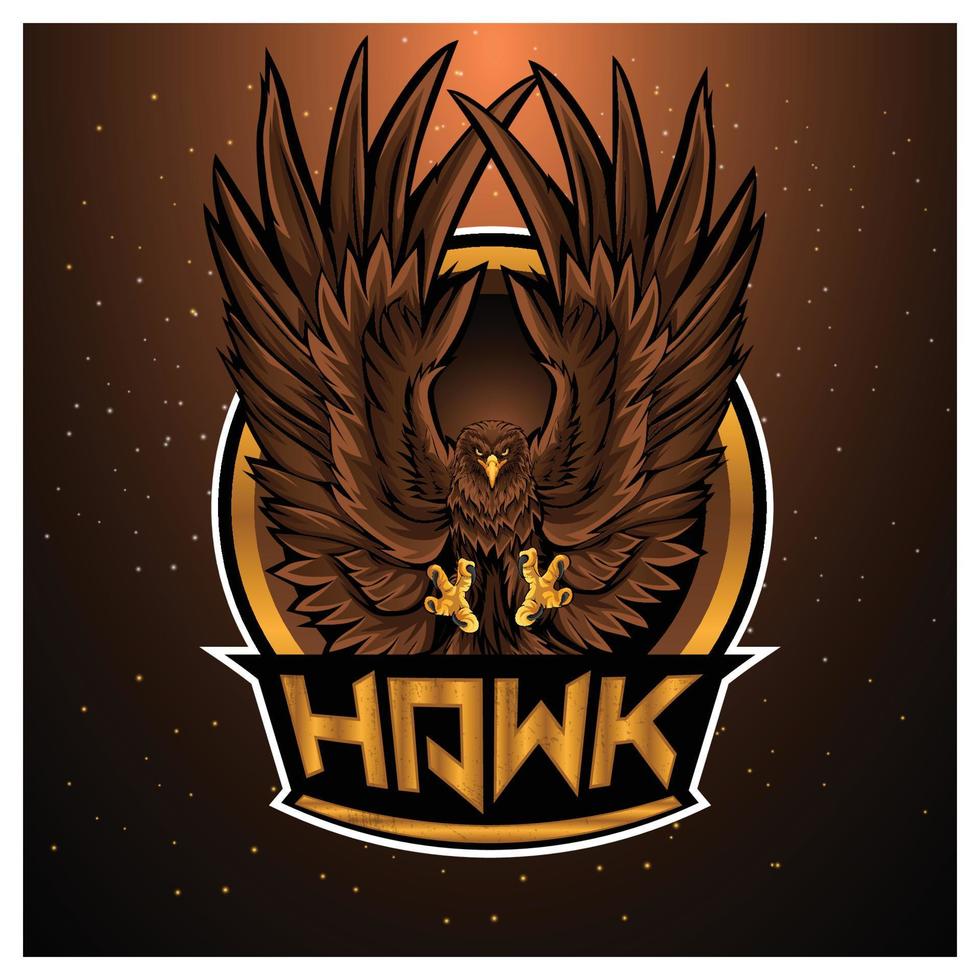 Hawk esport gaming mascot logo vector