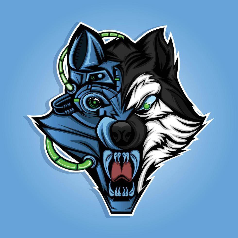 mascota de juego de esport de cara de lobo vector