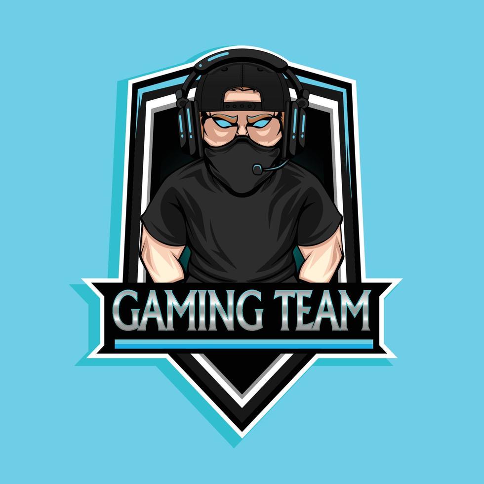 Pro gamer man mascot esport logo design vector