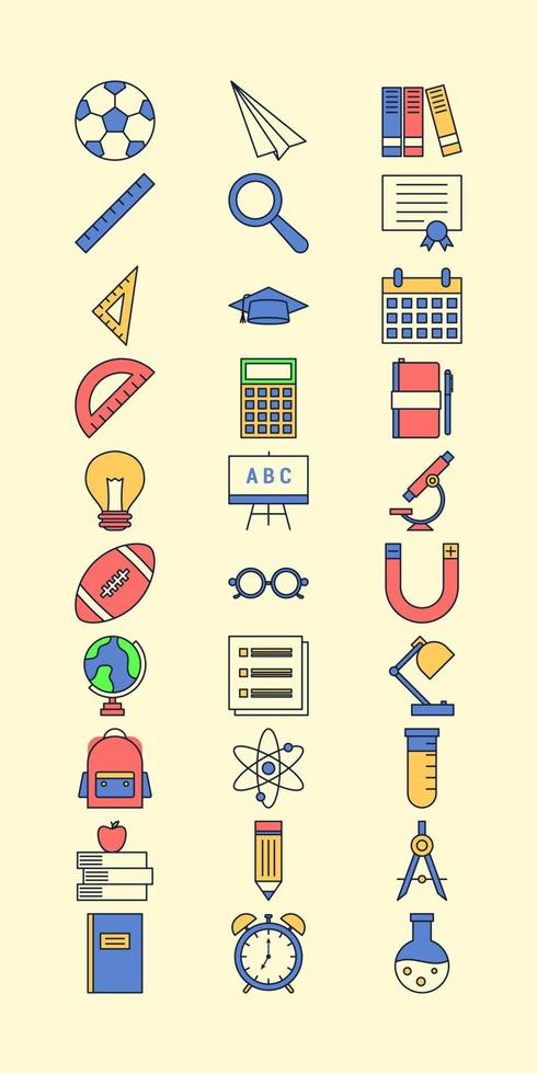 paquete de iconos de regreso a la escuela vector