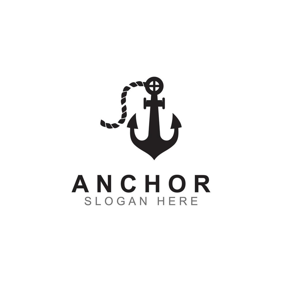 Logo and anchor symbol design vector illustration template.