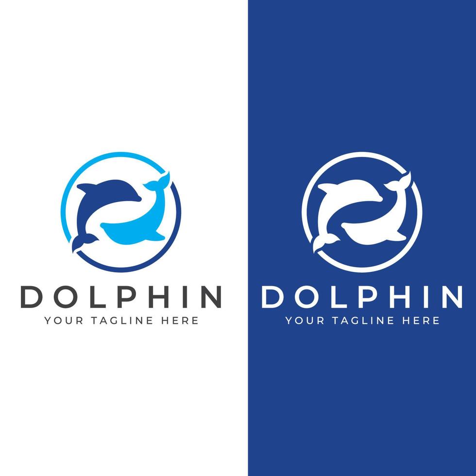 logotipo de delfín. delfines saltando sobre las olas del mar o la playa. con edición de ilustraciones vectoriales. vector