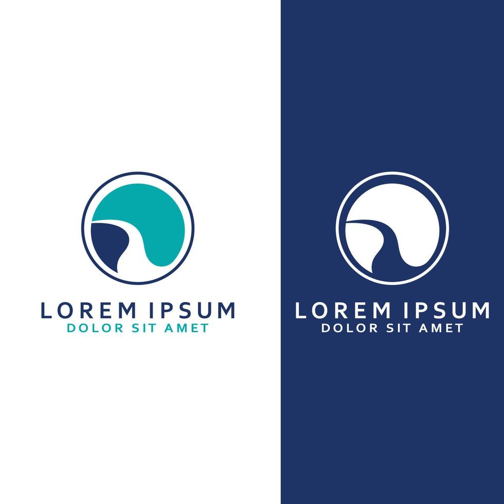 Logos of rivers, creeks, riverbanks and streams. River logo with combination of mountains and farmland with concept design vector illustration template.