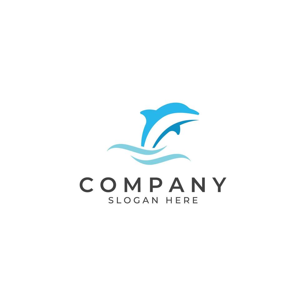Dolphin logo. Dolphin jumping on the waves of sea or beach. With vector illustration editing.