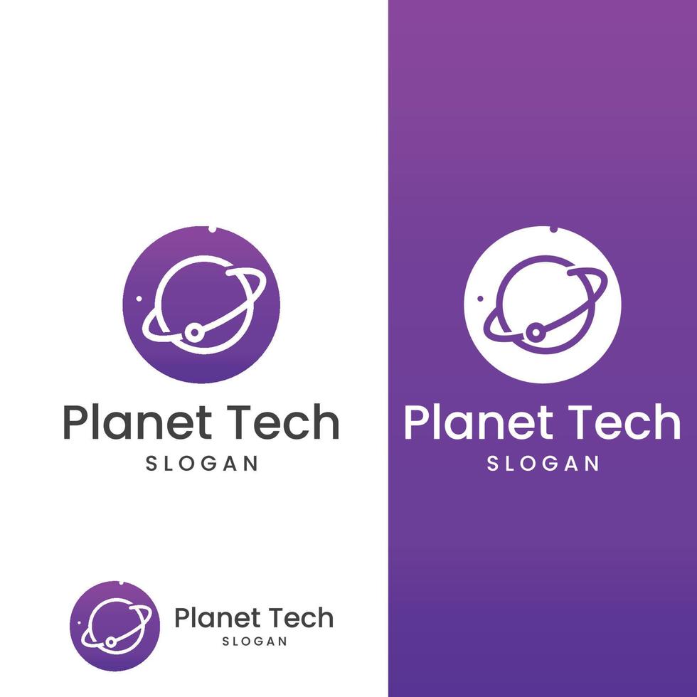 logotipo mundial de tecnología digital moderna, planeta global o tecnológico y protección de tecnología digital. logotipo con plantilla de ilustración de vector de concepto.