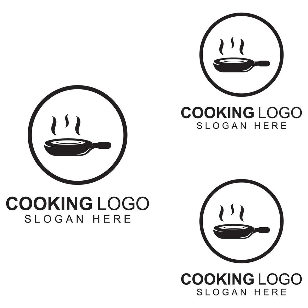 logotipos para utensilios de cocina, ollas, espátulas y cucharas de cocina. utilizando un concepto de diseño de plantilla de ilustración vectorial. vector