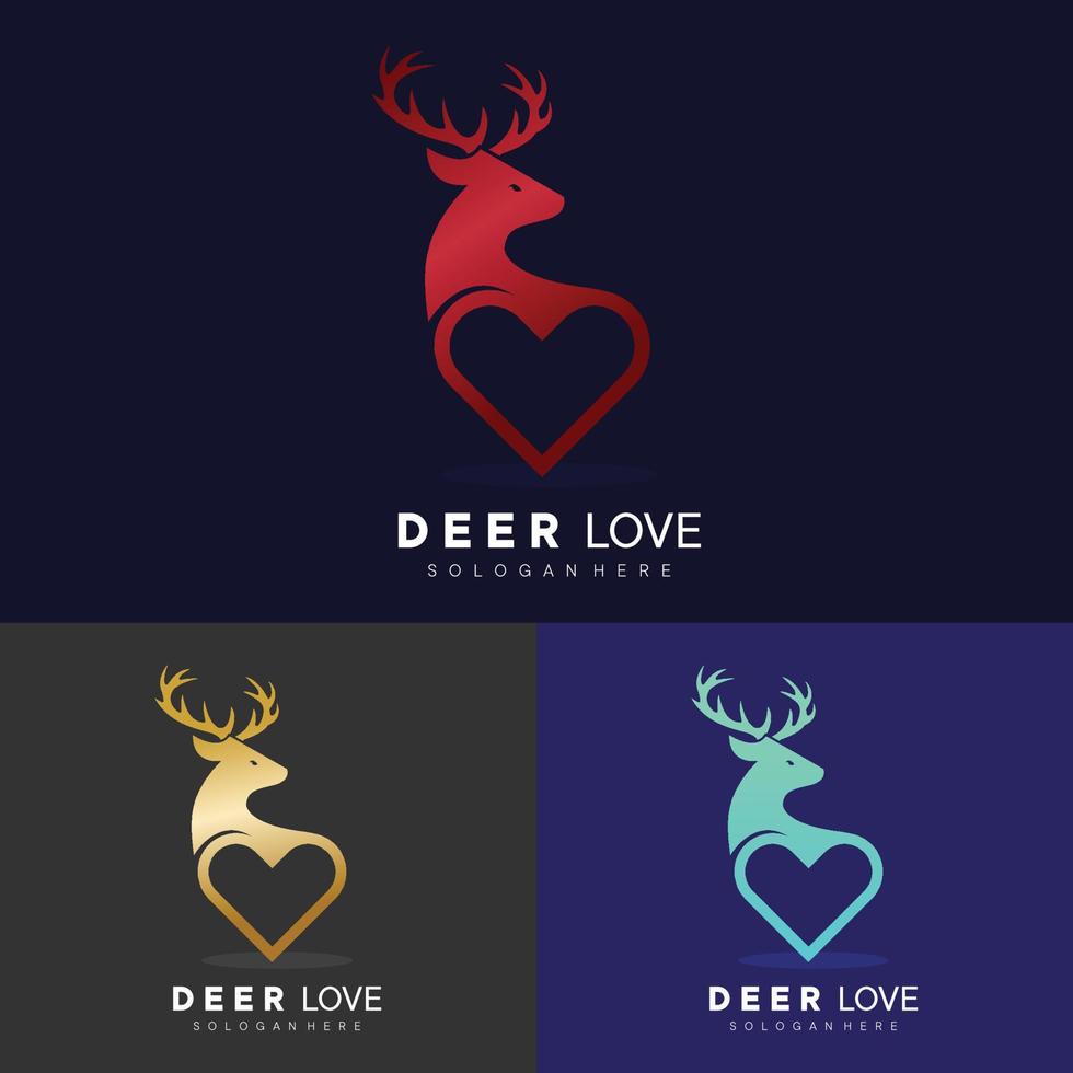 logotipo de punto de amor de venado y plantilla de logotipo de amor de venado vector