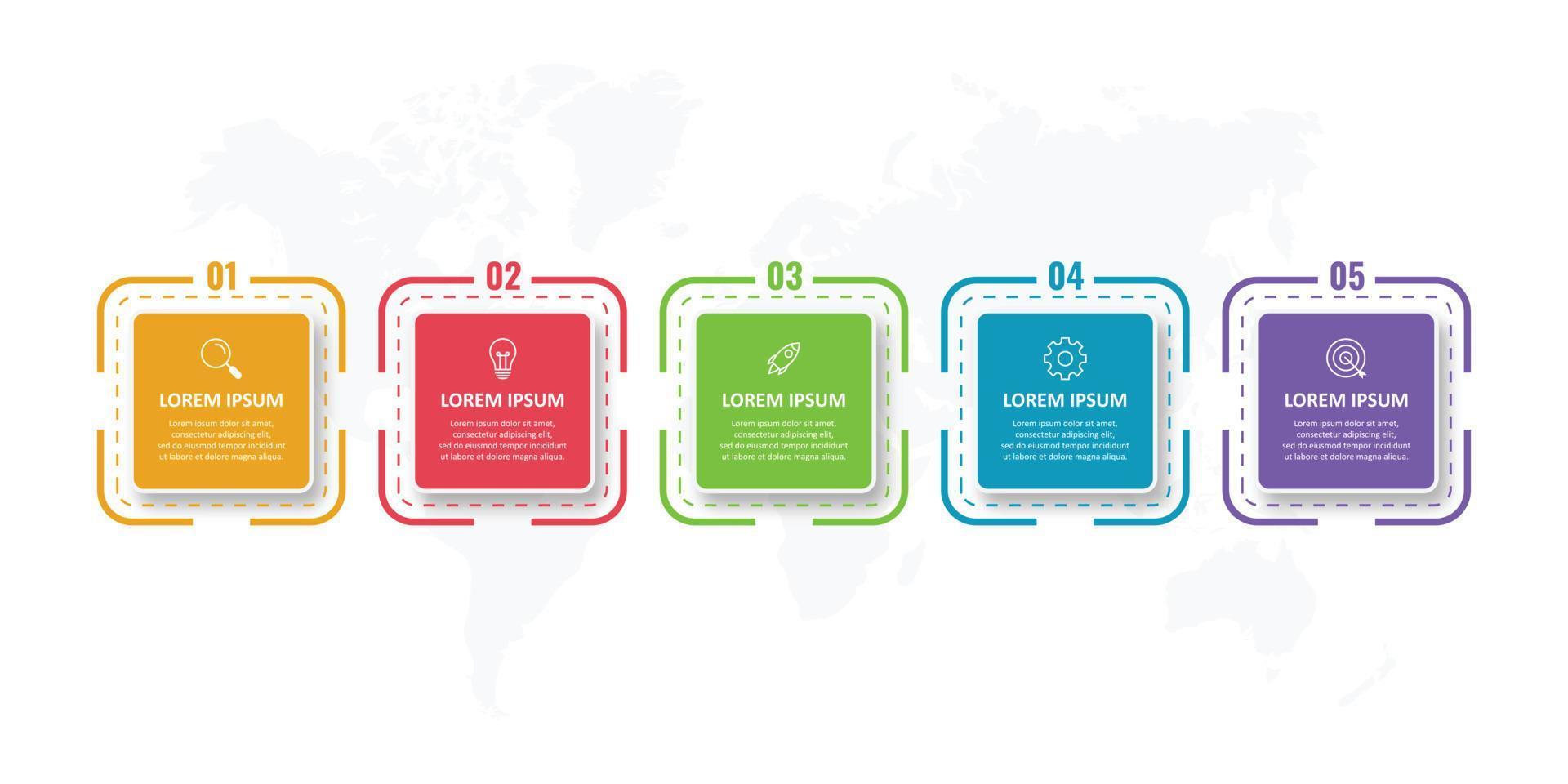 plantilla de diseño infográfico empresarial con iconos y 5 opciones o pasos vector