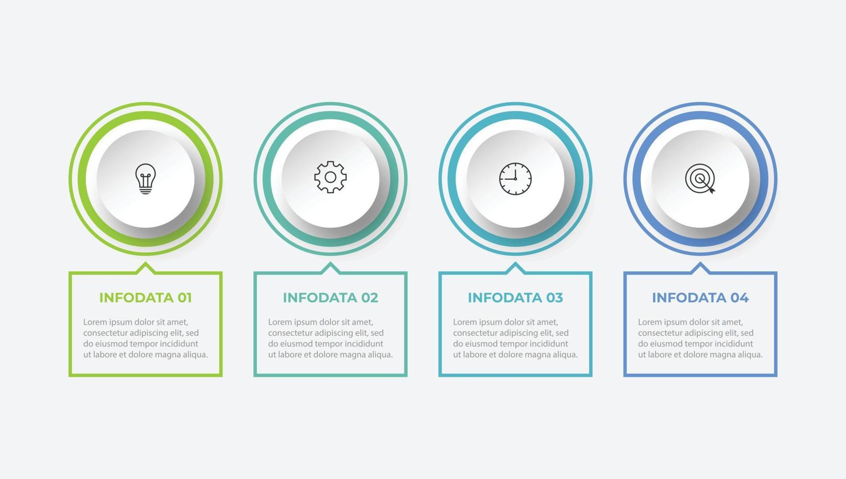 Business infographic design template with 4 options, steps or processes. Can be used for workflow layout, diagram, annual report, web design vector