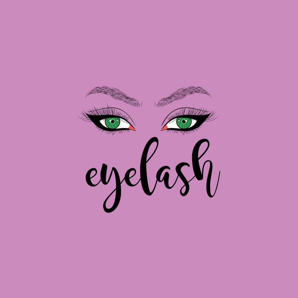 salon and lash maker extensions logo design with beauty girl vector illustration icon graphic