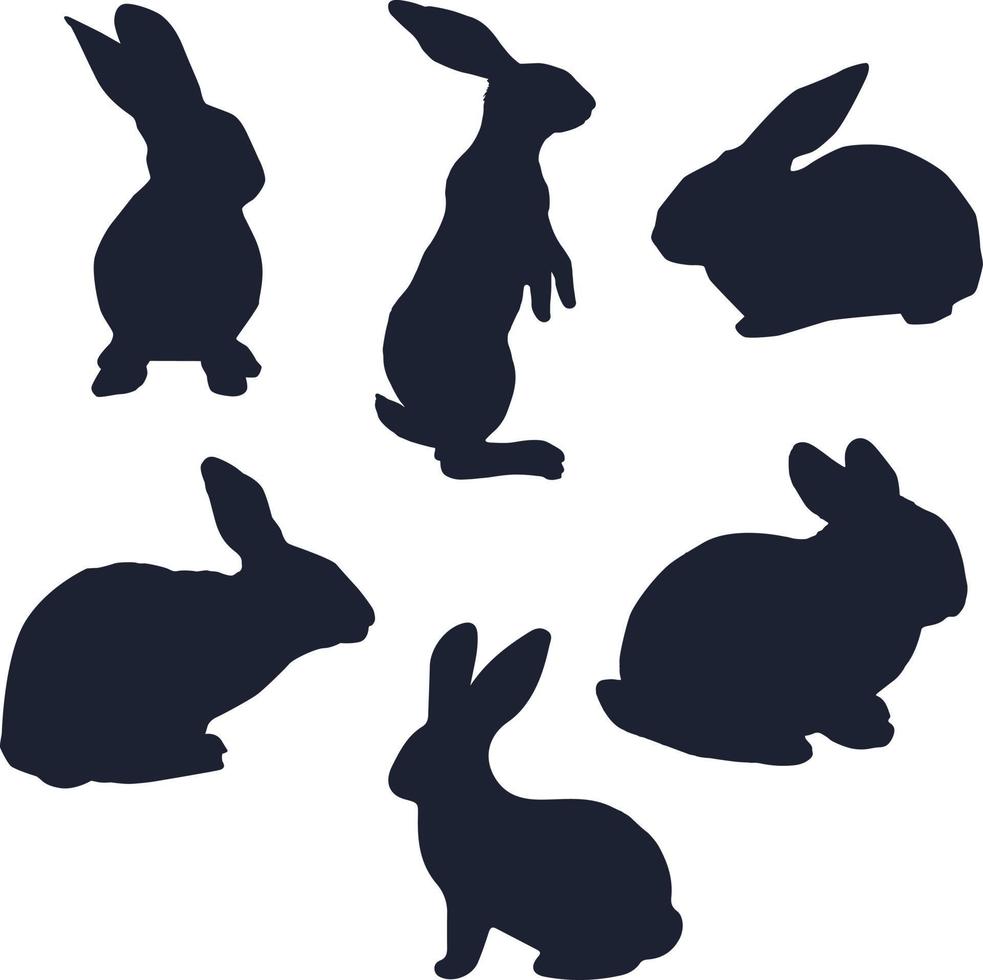 Rabbit silhouette set, Isolated On White Background vector